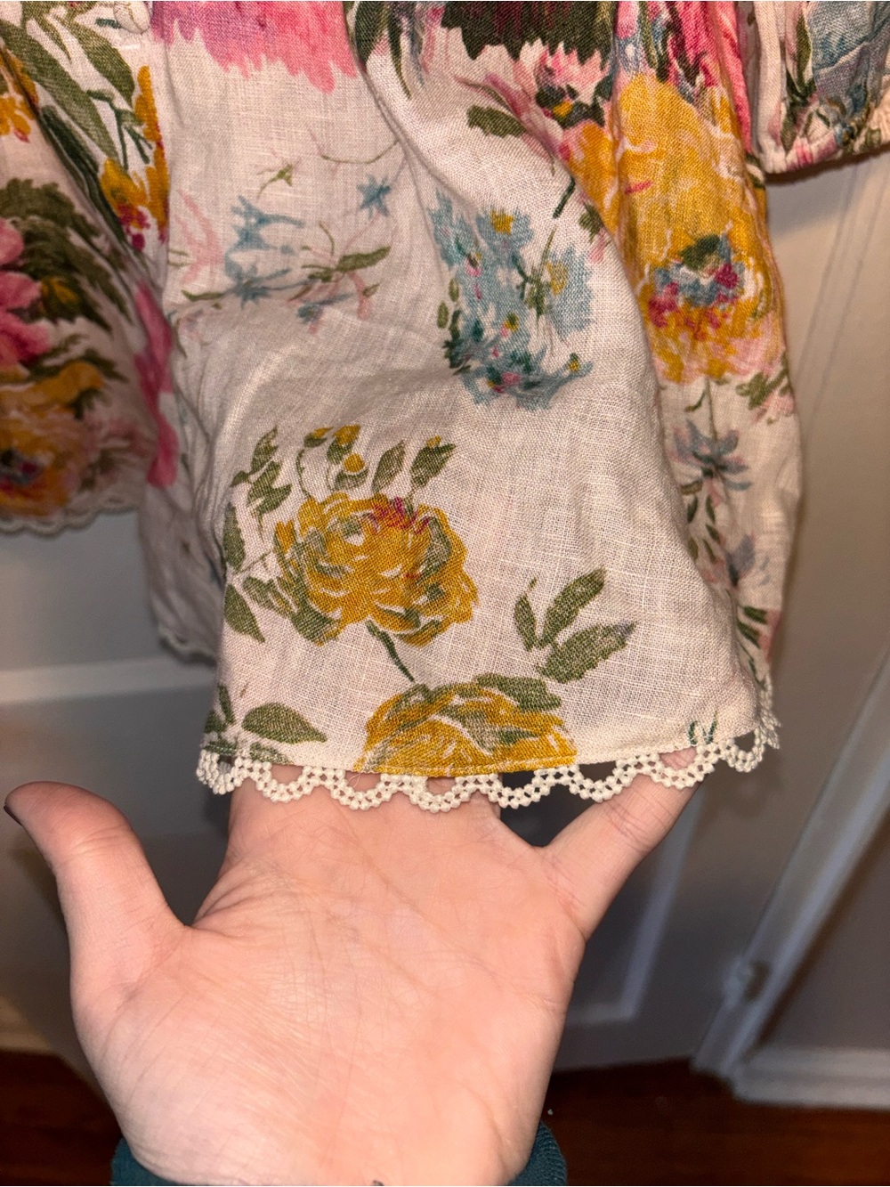 Zimmermann Heathers Linen Playsuit Floral Print Lace US 4-6/AU 0-1 *READ - Picture 5 of 15